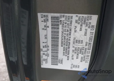 2003 Ford Explorer Nbx/Xlt z USA, uszkodzony, nr VIN 1FMZU73K43UA30838